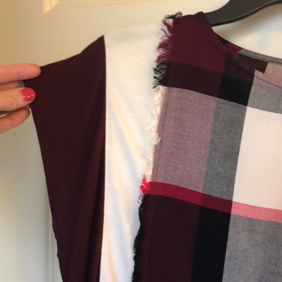 Unique plaid multi fabric top - Picture 6 of 8